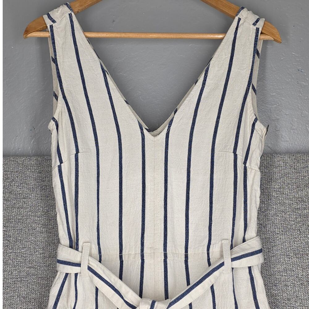 MADEWELL WOMEN'S CASUAL STRIPED WIDE‑LEG JUMPSUIT – SIZE M – WHITE/NAVY STRIPES - Picture 3 of 12
